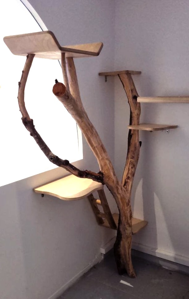 A natural cat tree by Little People Woodworks