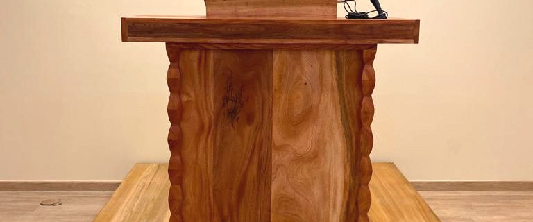 A handcrafted pulpit in African Mahogany by Little People Woodworks